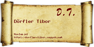 Dörfler Tibor névjegykártya
